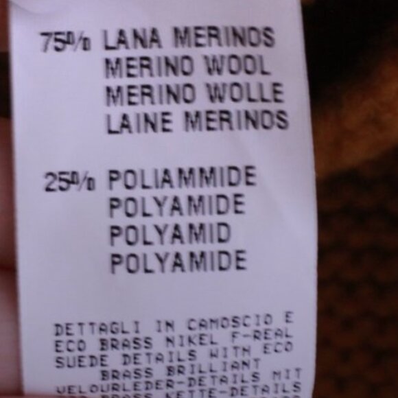 Fabiana Flippi Merino Wool Blend Mock Neck Zip Up Sweater Brown Orange - Picture 5 of 12